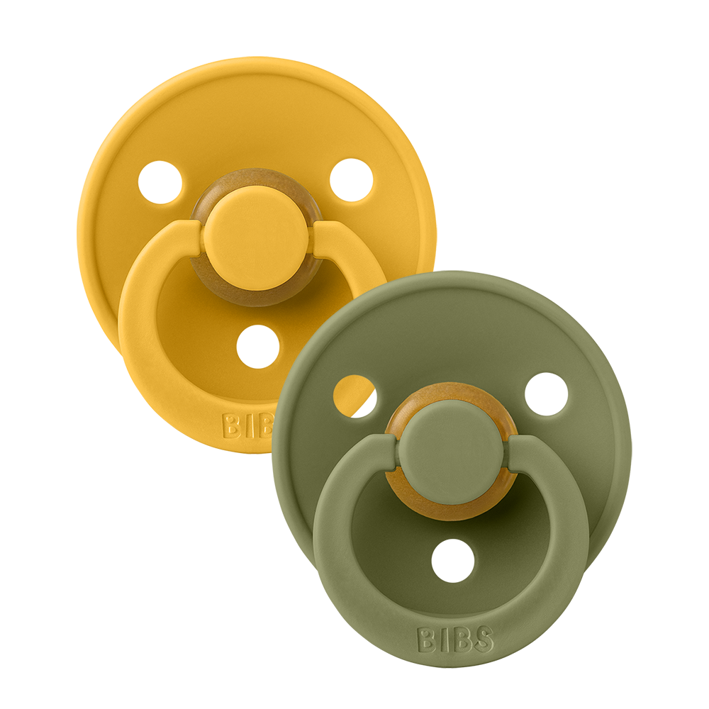 Colour Pacifiers 2 Pack - Honey Bee/Olive