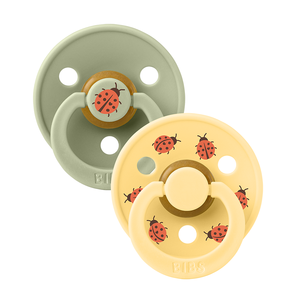 STUDIO Colour Pacifiers 2 Pack Ladybug - Sage/Pale Butter