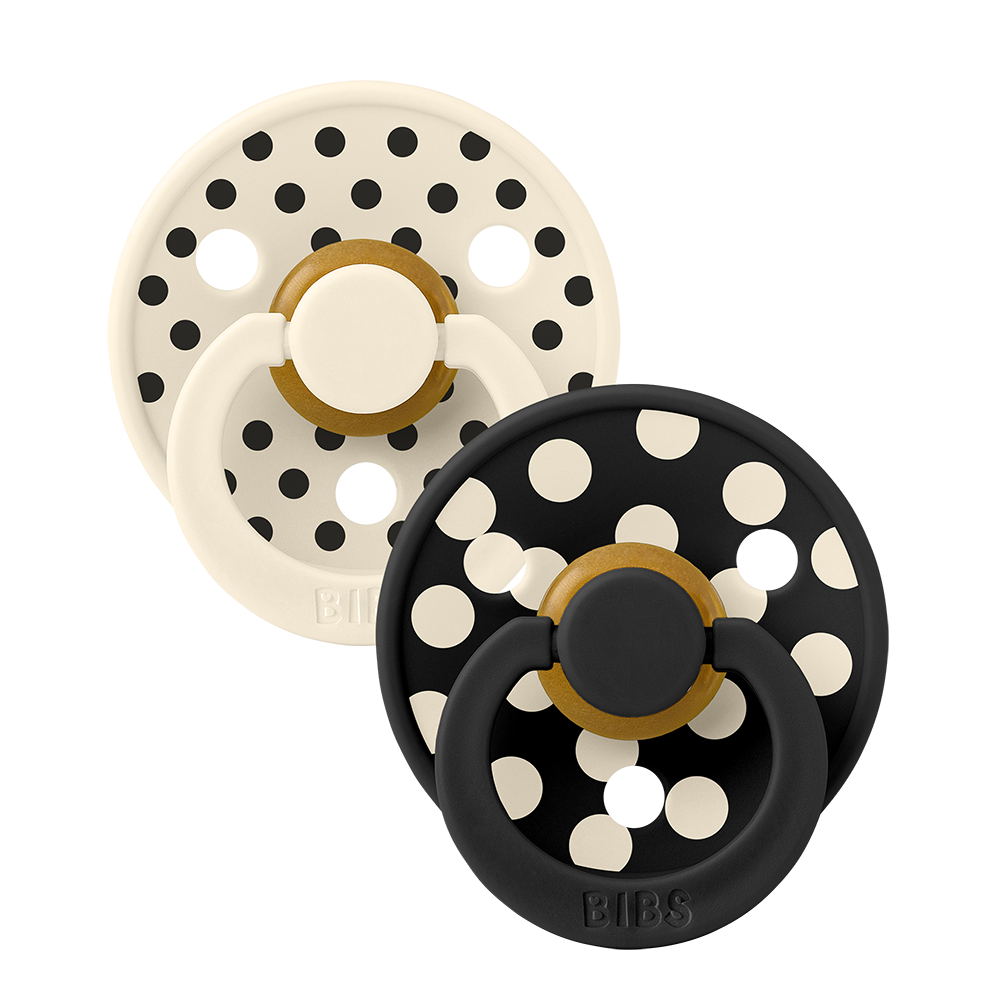 STUDIO Colour Pacifiers 2 Pack Polka - Ivory/Black