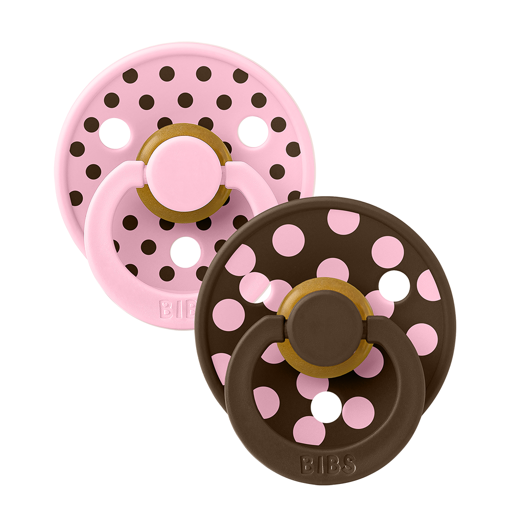 STUDIO Colour Pacifiers 2 Pack Polka - Baby Pink/Mocha