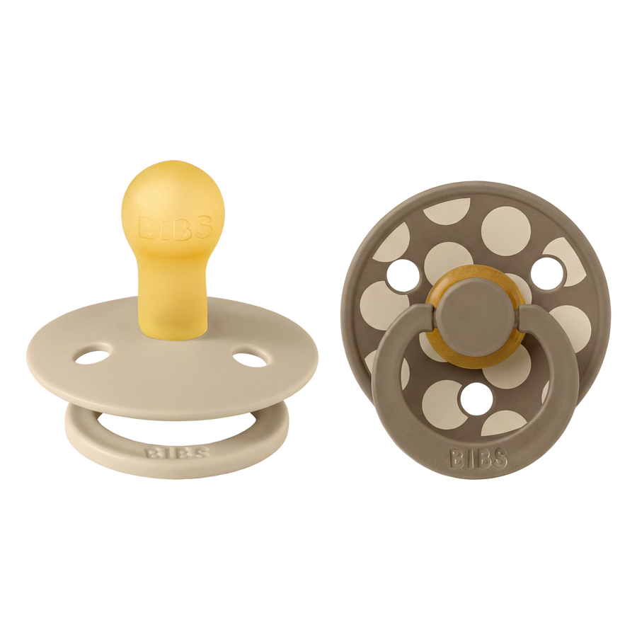 STUDIO Colour Pacifiers 2 Pack Polka - Vanilla/Dark Oak