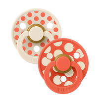 STUDIO Colour Pacifiers 2 Pack Polka - Ivory/Tango
