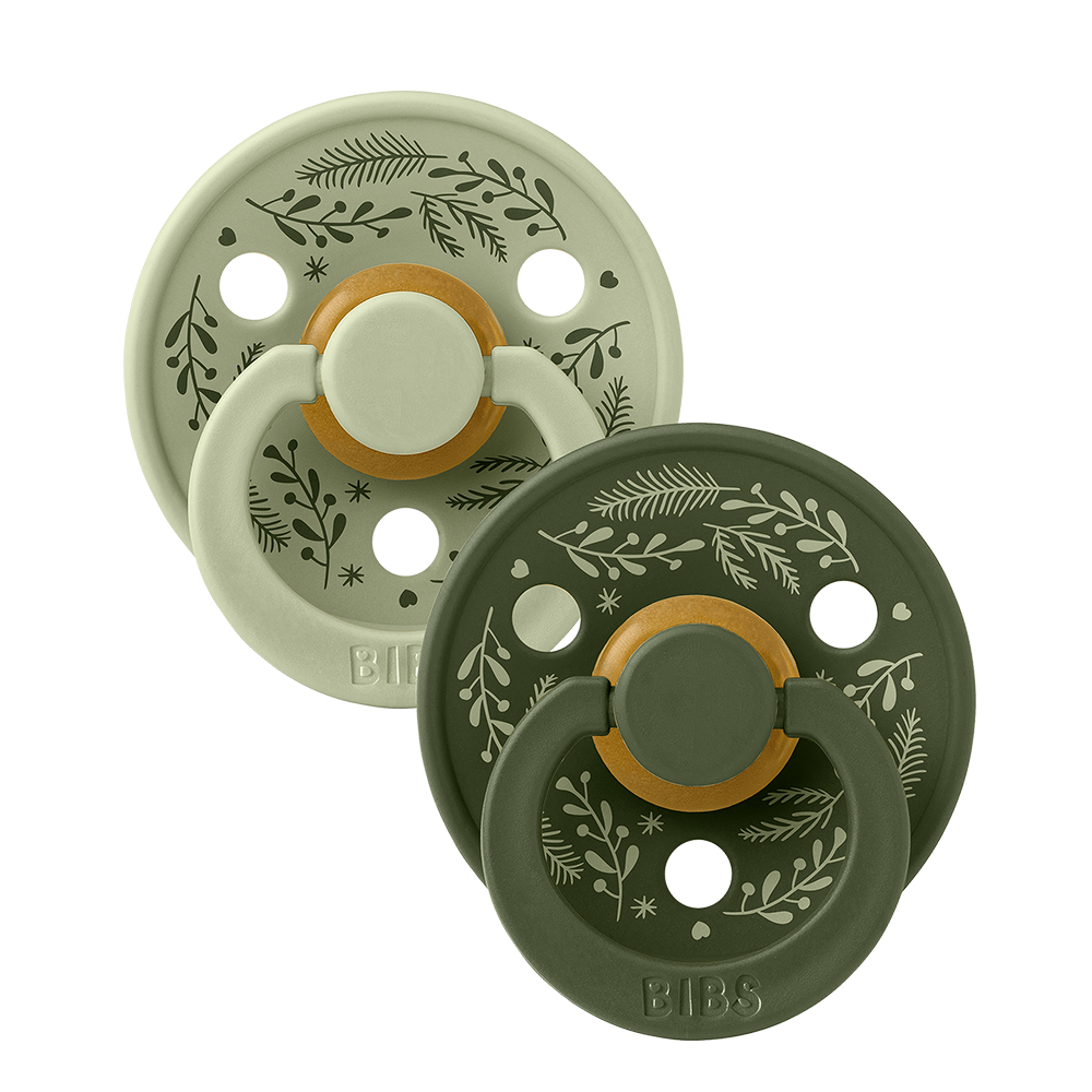Colour Pacifiers Holiday Leaf 2 Pack - Sage/Hunter Green