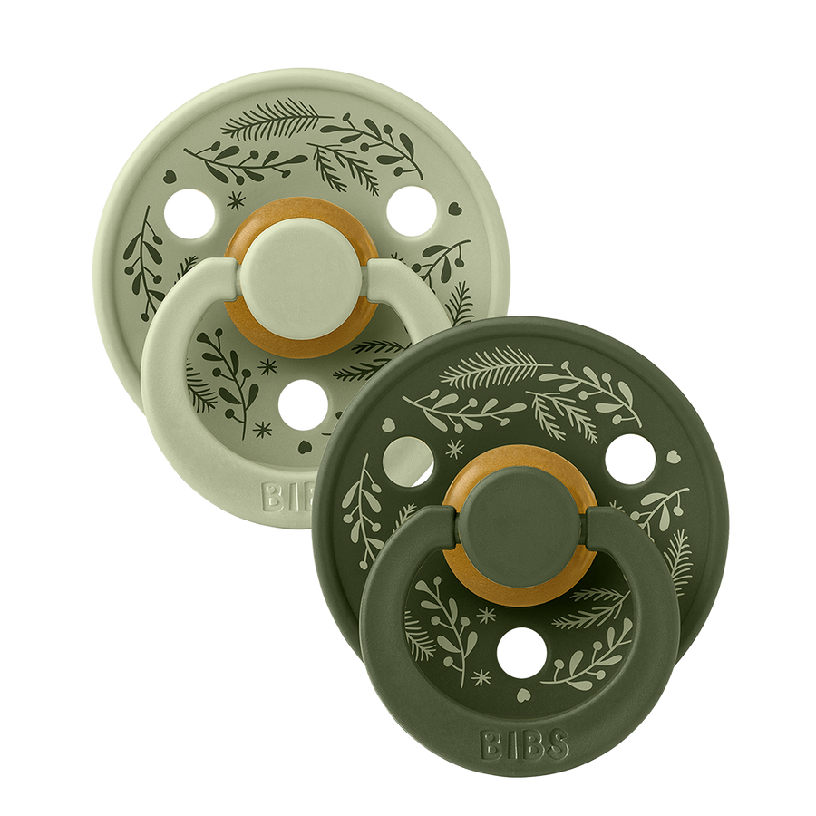 Colour Pacifiers Holiday Leaf 2 Pack - Sage/Hunter Green