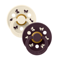 Colour Pacifiers Holiday Bow 2 Pack - Ivory/Plum - Bibsworld store US