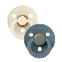 Colour Pacifiers 2 Pack - Ivory/Petrol - Bibsworld store US