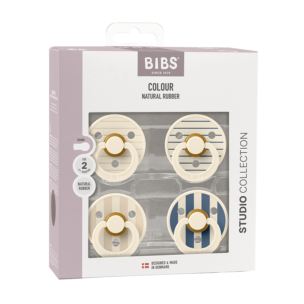STUDIO Colour Pacifiers 4 Pack - Pin Ivory Vanilla Mix/Pin Ivory Steel Blue Mix