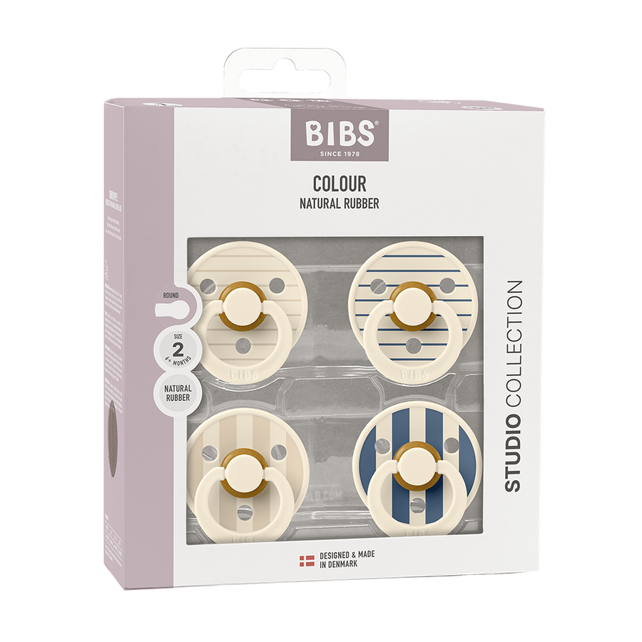 STUDIO Colour Pacifiers 4 Pack - Pin Ivory Vanilla Mix/Pin Ivory Steel Blue Mix