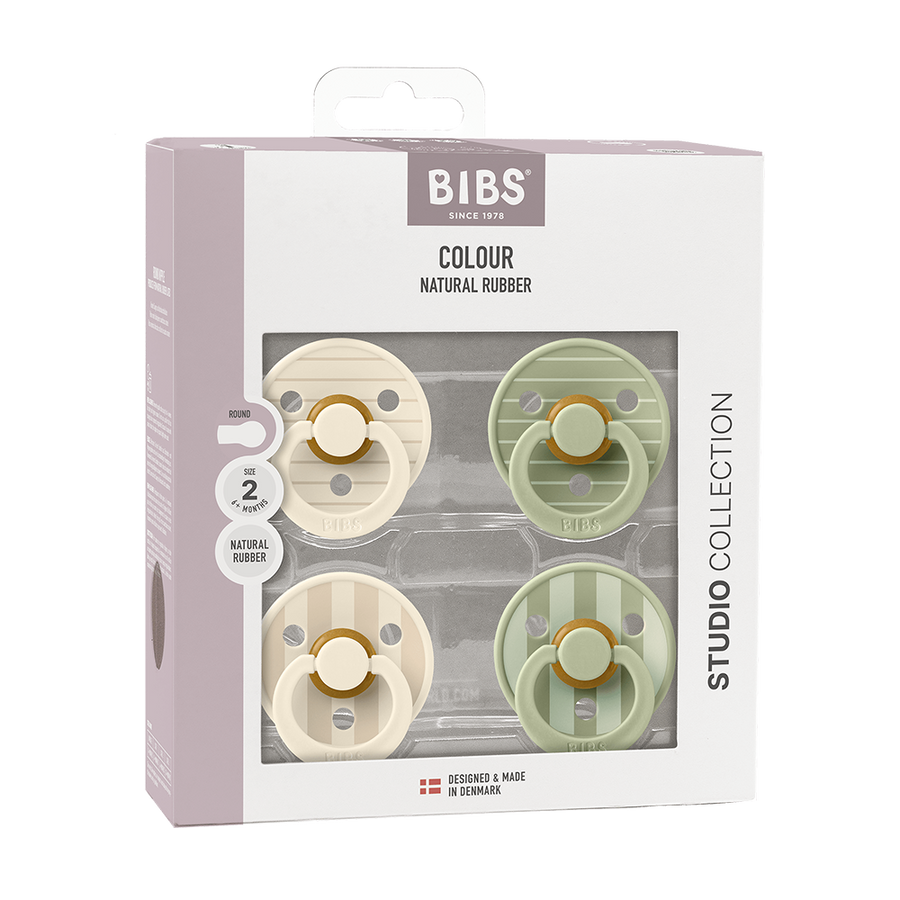 STUDIO Colour Pacifiers 4 Pack - Pin Ivory Vanilla Mix/Pin Sage Mix