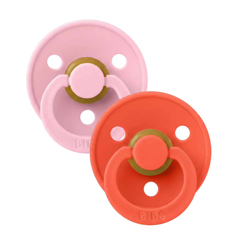 Colour Pacifiers 2 Pack - Baby Pink/Tango