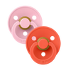 Colour Pacifiers 2 Pack - Baby Pink/Tango