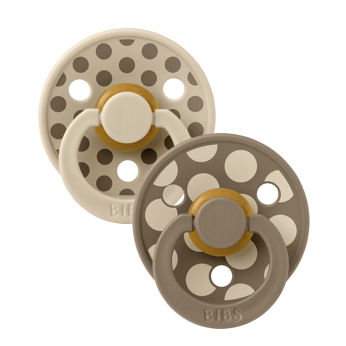 STUDIO Colour Pacifiers 2 Pack Polka - Vanilla/Dark Oak