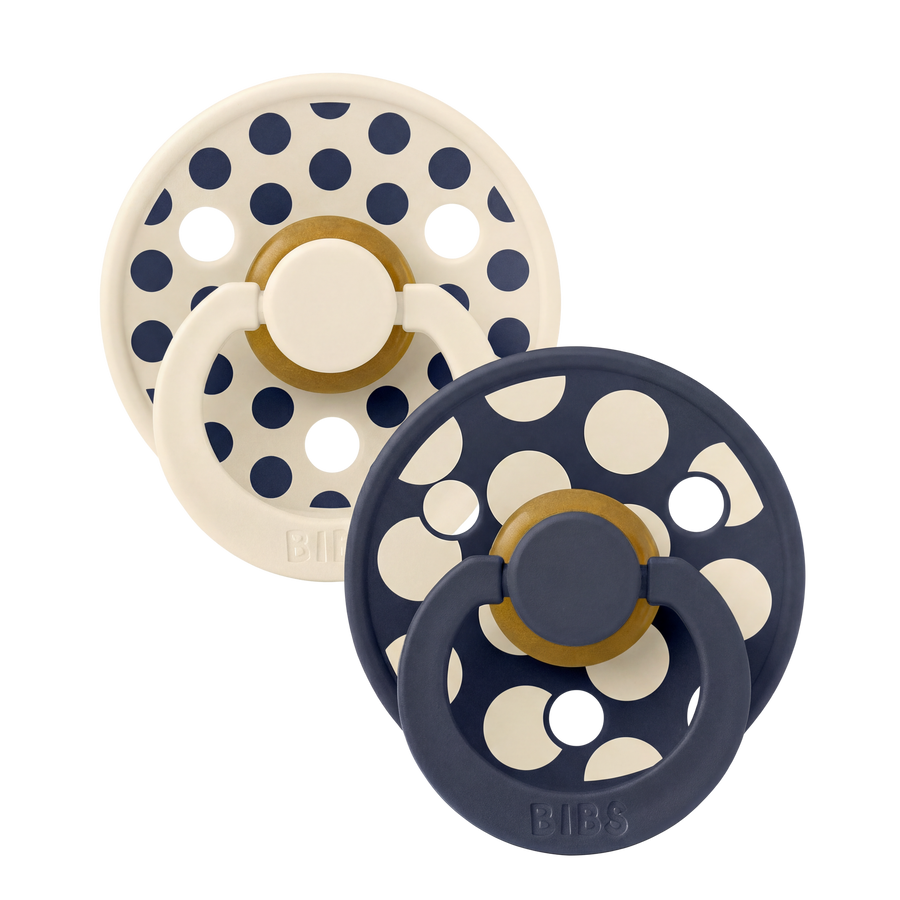 STUDIO Colour Pacifiers 2 Pack Polka - Ivory/Deep Space