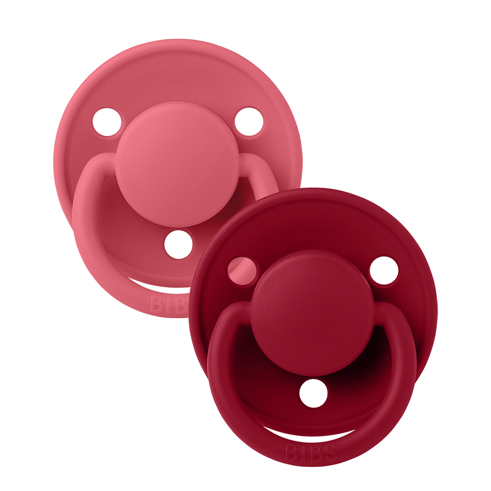 De Lux Pacifiers 2 Pack - Coral/Ruby
