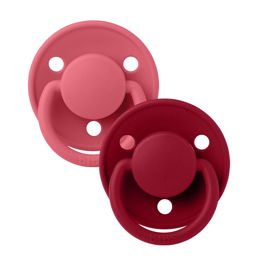 De Lux Pacifiers 2 Pack - Coral/Ruby