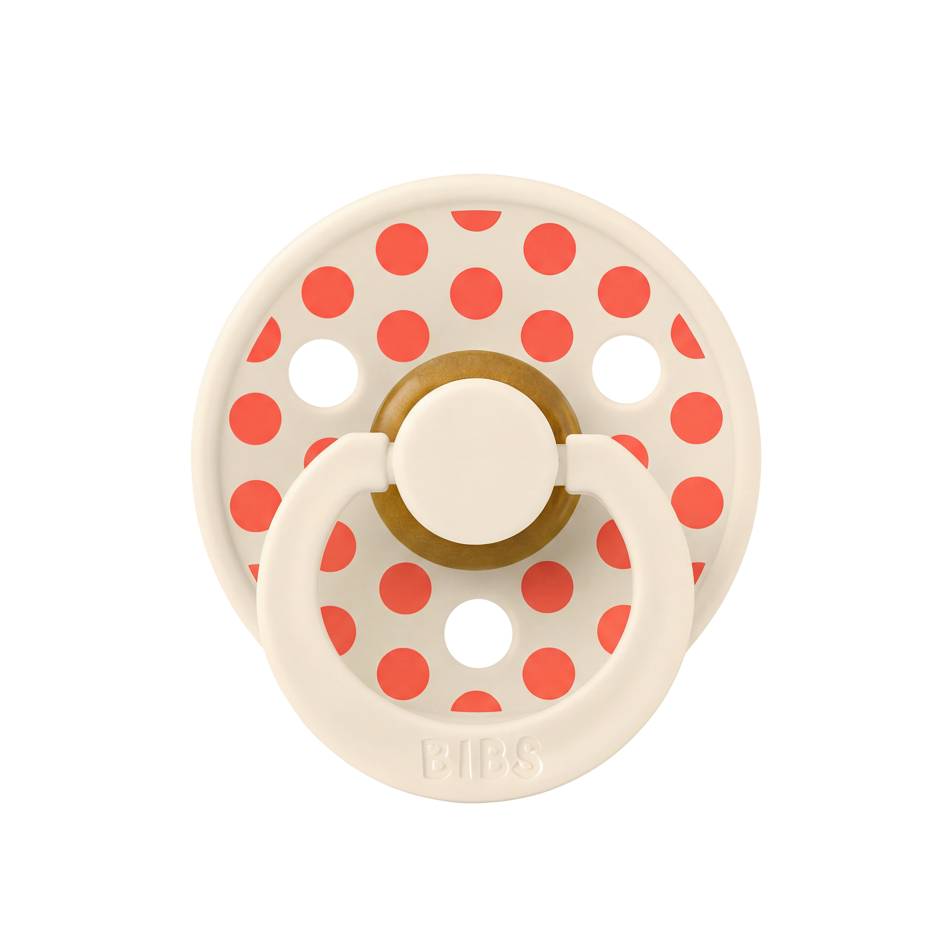 STUDIO Colour Pacifier Polka - Ivory/Tango
