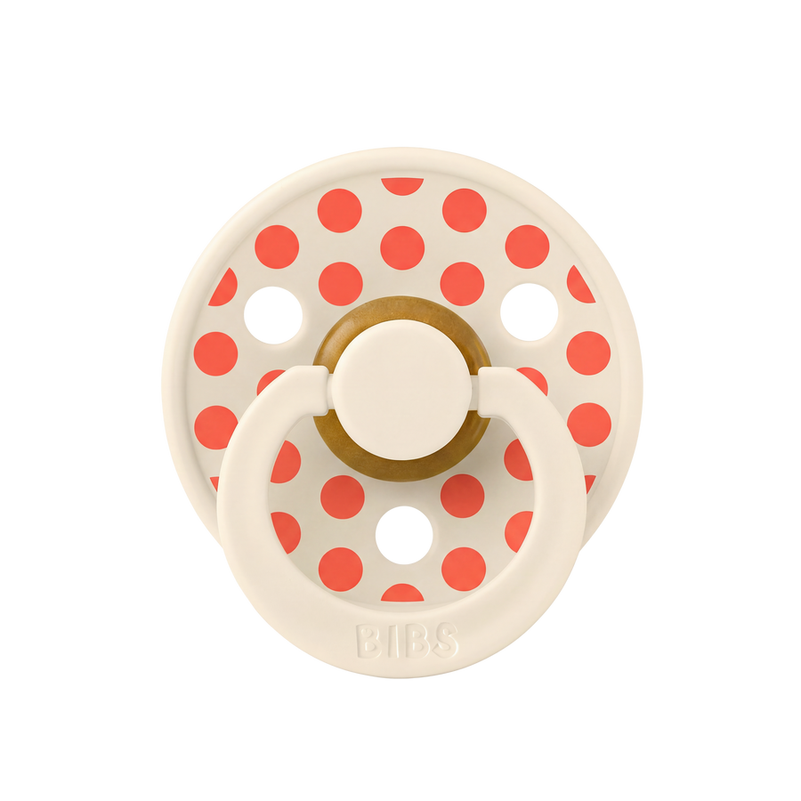 STUDIO Colour Pacifier Polka - Ivory/Tango