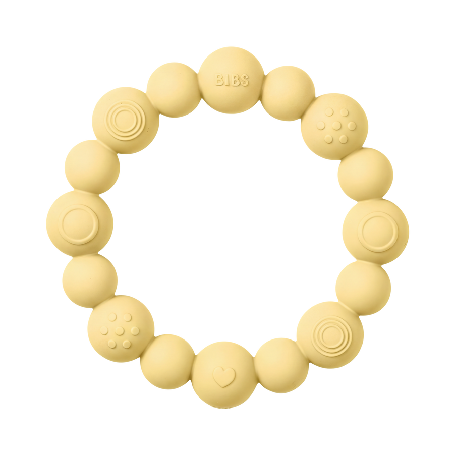 Beaded Teething Ring - Pale Butter