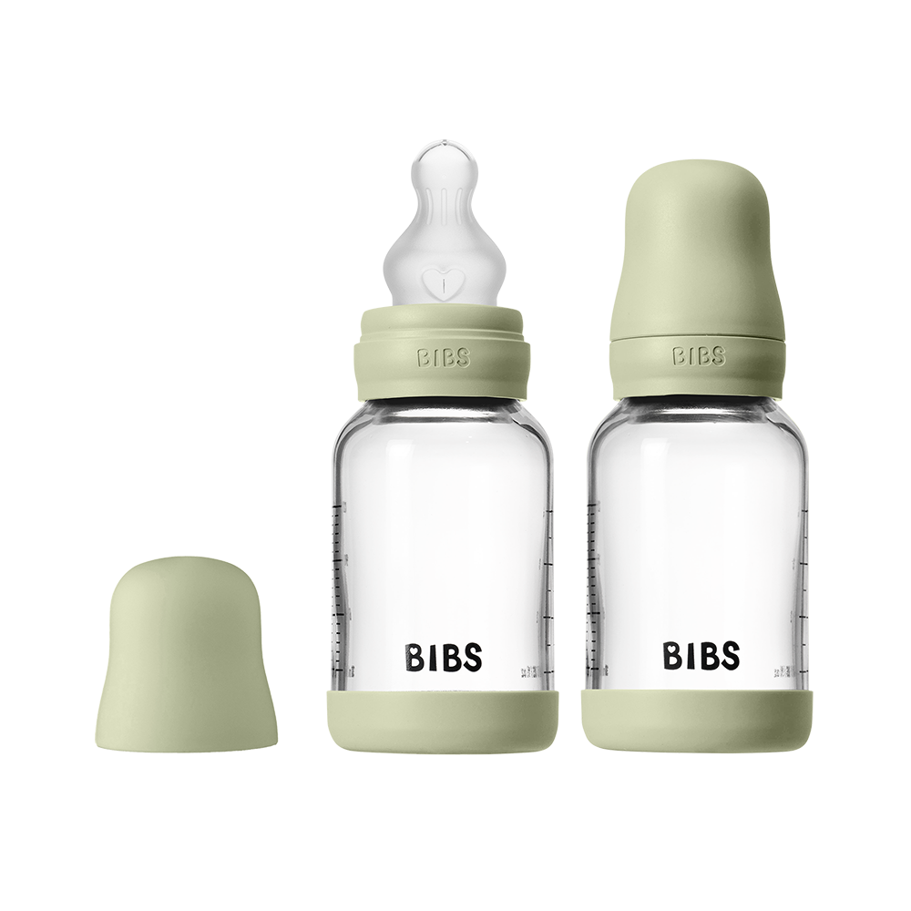Baby Glass Bottle Set 4oz 2 Pack Silicone - Sage