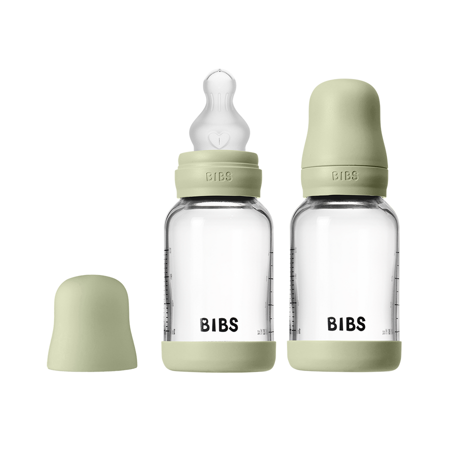 Baby Glass Bottle Set 4oz 2 Pack Silicone - Sage
