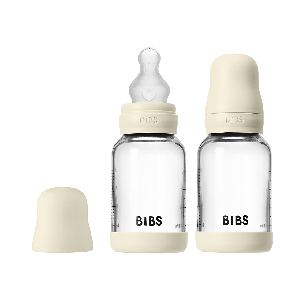 Baby Glass Bottle Set 4oz 2 Pack Silicone - Ivory