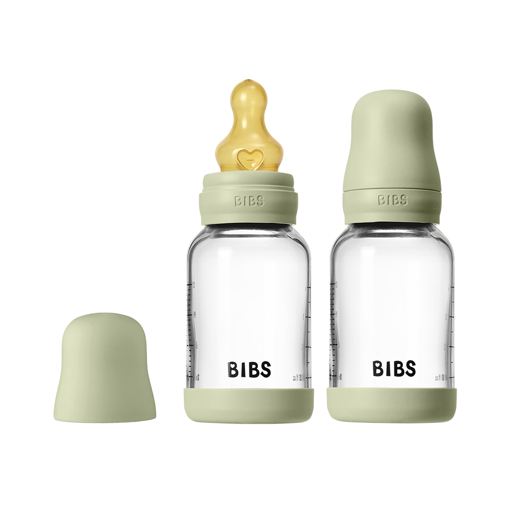 Baby Glass Bottle Set 4oz 2 Pack Latex - Sage