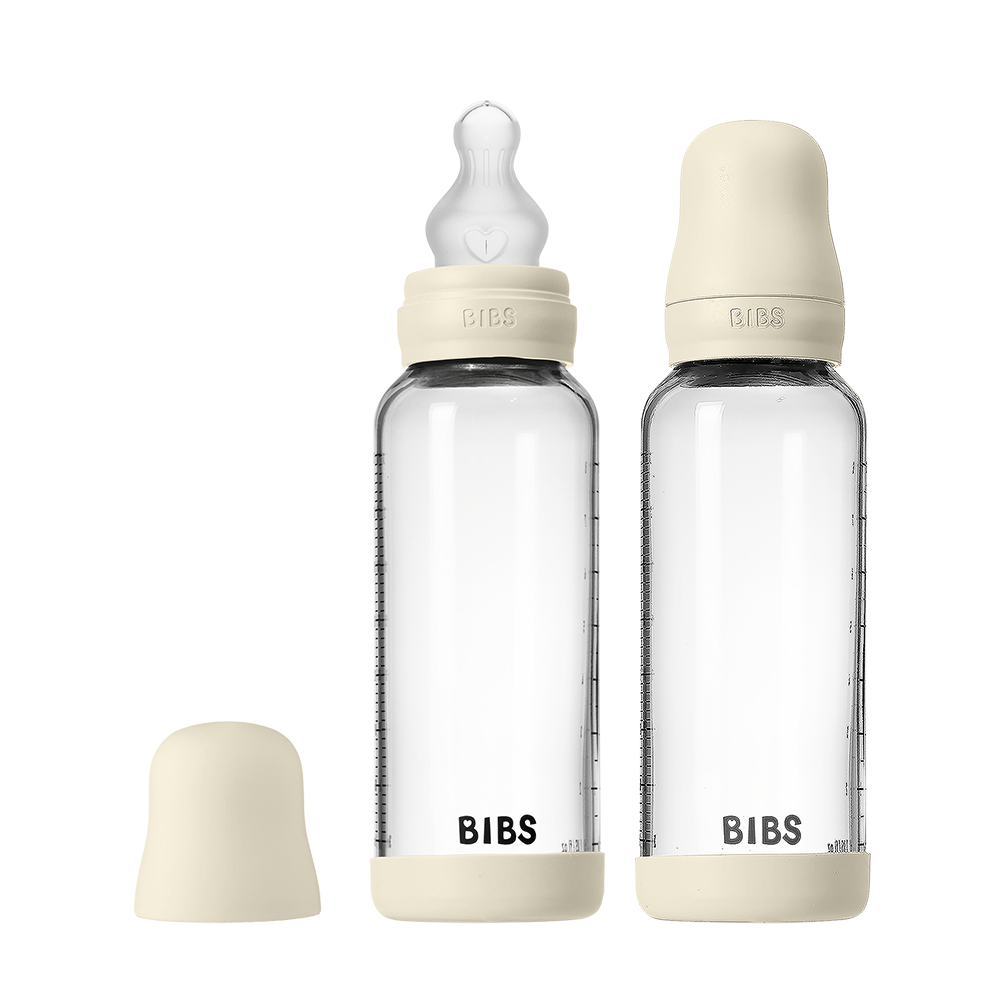 Baby Glass Bottle Set 8oz 2 Pack Silicone - Ivory