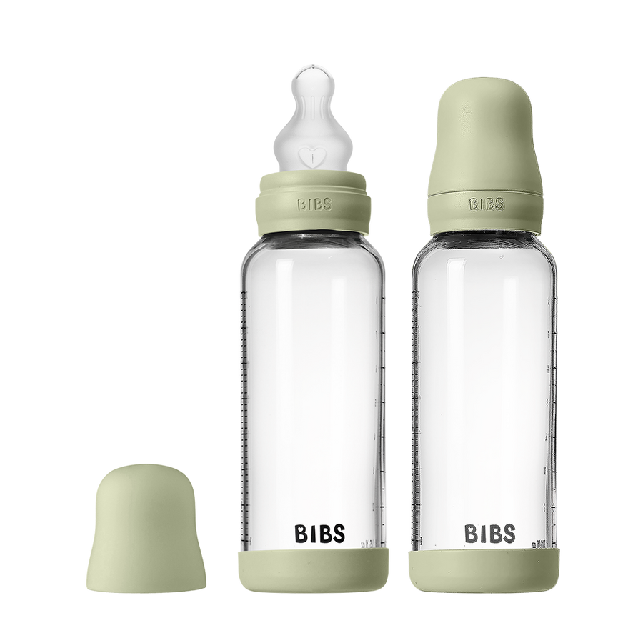 Baby Glass Bottle Set 8oz 2 Pack Silicone - Sage