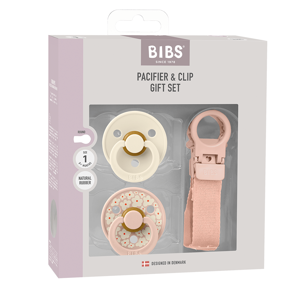 Colour Pacifier & Loop Clip Gift Set - Blush
