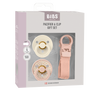 blush pacifier and clip set from bibs