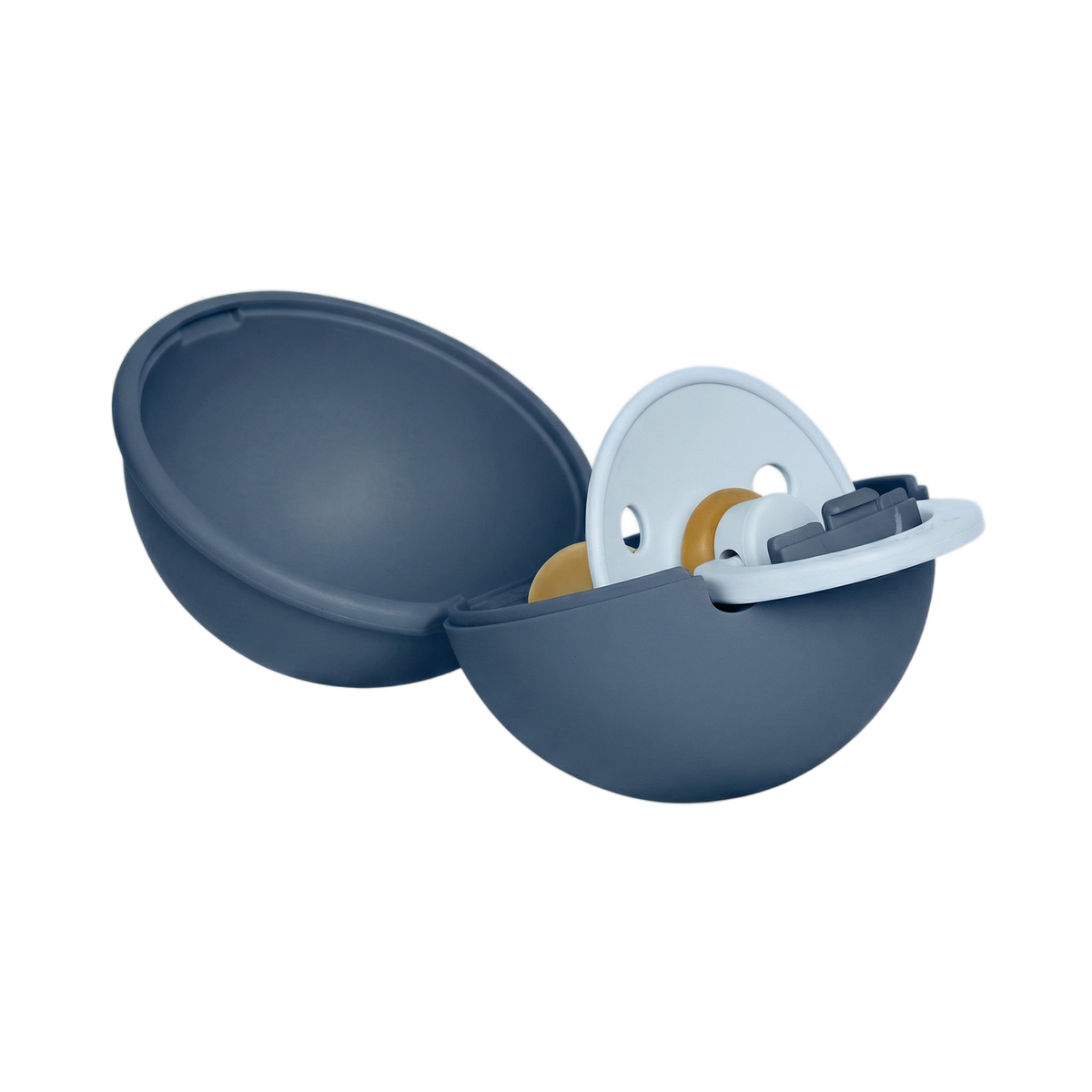 Colour Pacifier And Pacifier Case Mini - Baby Blue/Steel Blue