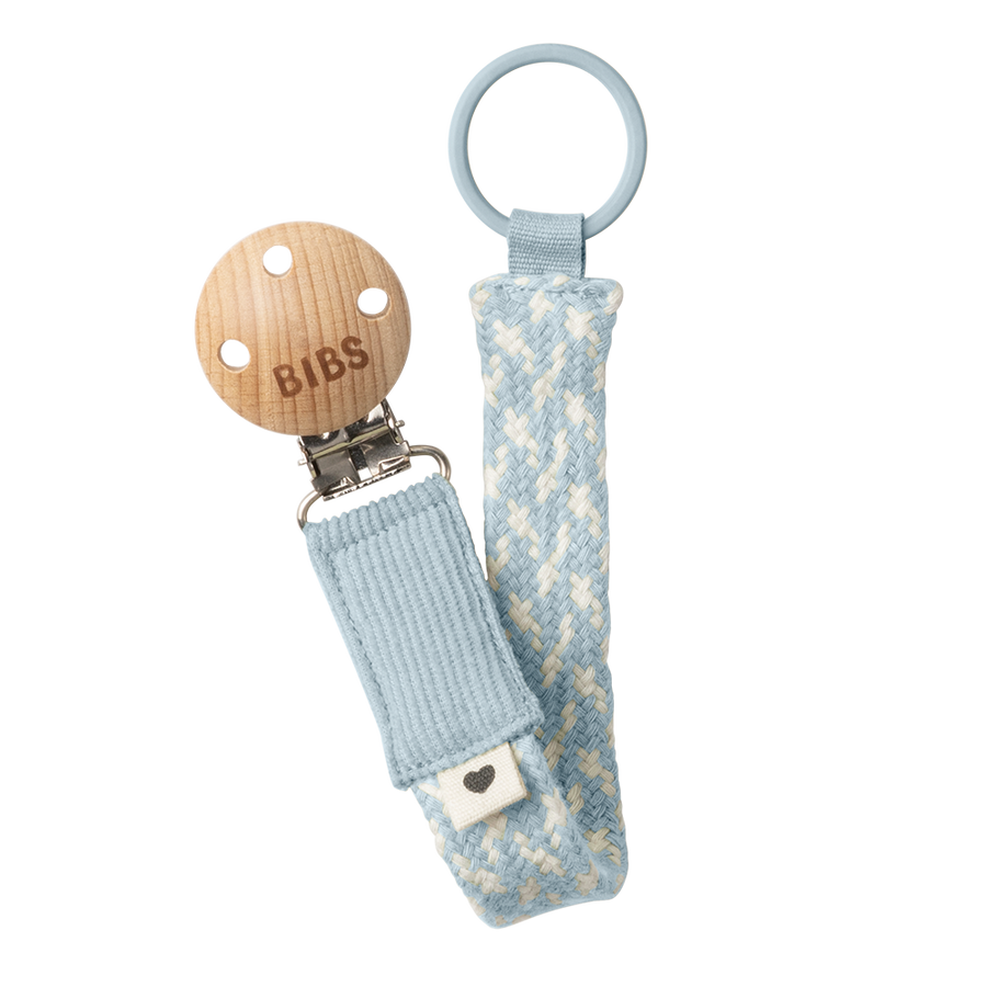 Pacifier Clip - Baby Blue/Ivory