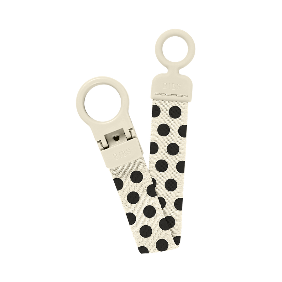 STUDIO Pacifier Clip Loop Polka - Ivory/Black