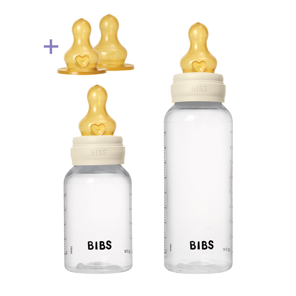 Tétines BIBS Anti-Colique - Lot De 2 - Latex Naturel Débit Rapide - Pour Biberon Verre - Conçu Au Danemark