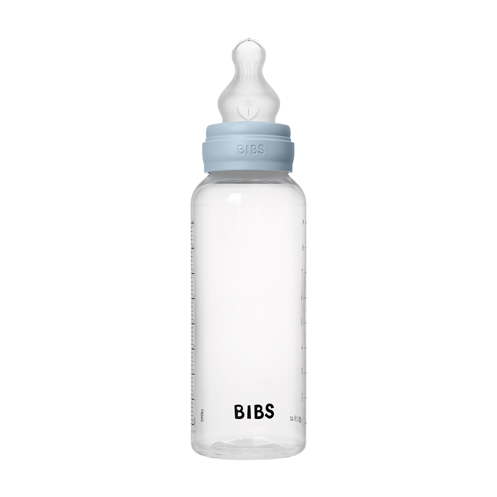 BIBS Baby Bottle 9oz - Baby Blue, Anti-Colic & Silicone Nipple