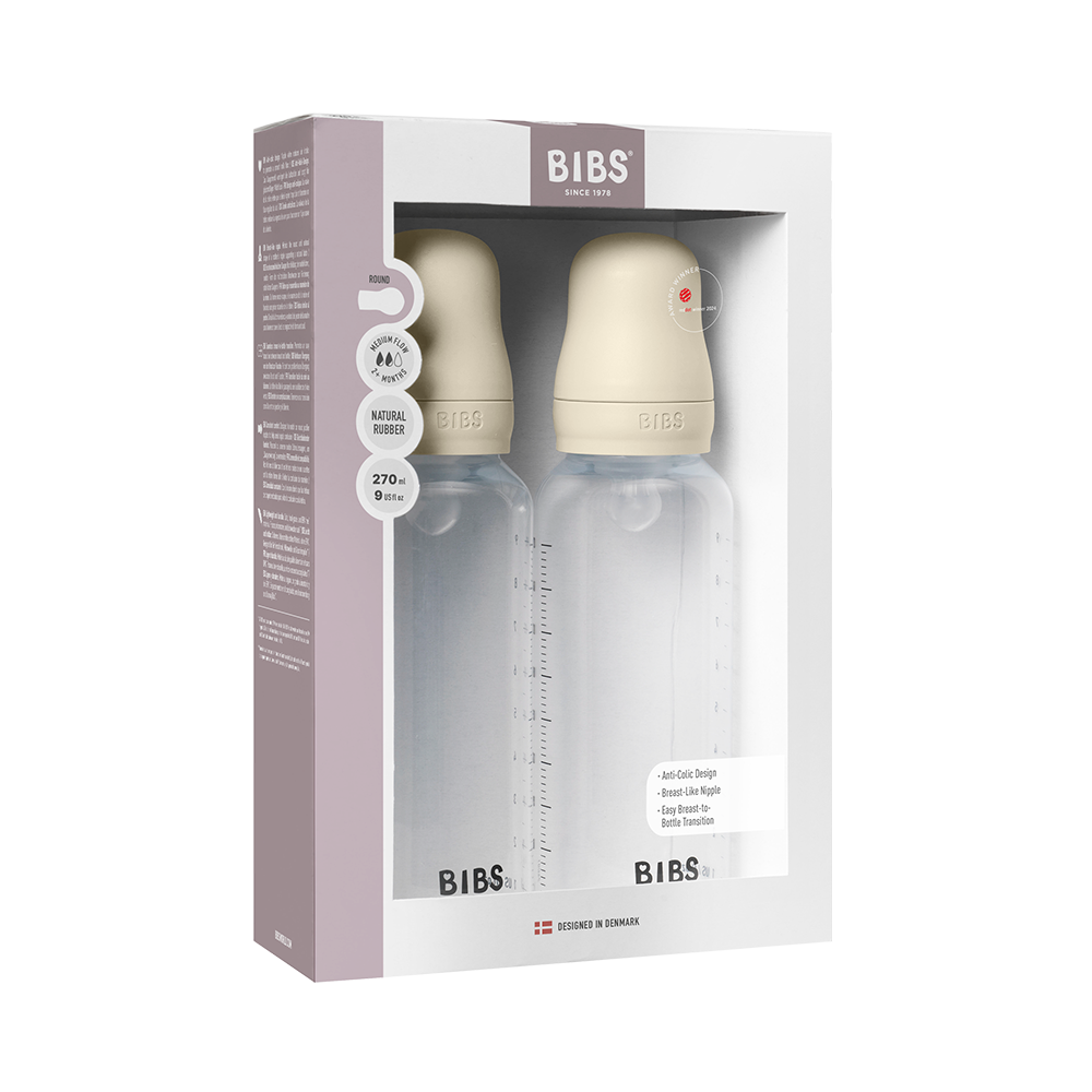 Baby BPA-Free PP Bottle Set 9oz 2 Pack Silicone - Ivory