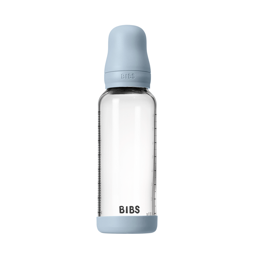 Baby Glass Bottle Set 8oz Silicone - Baby Blue