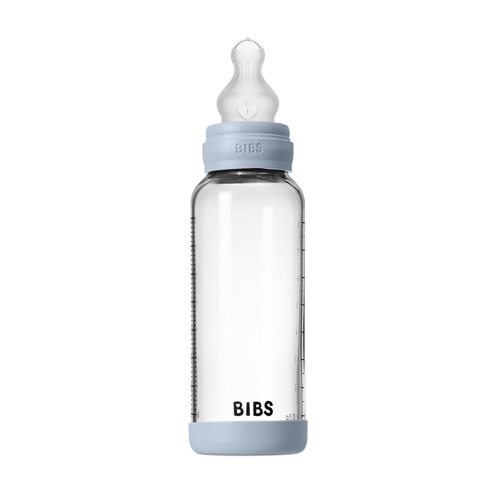 Baby Glass Bottle Set 8oz Silicone - Baby Blue