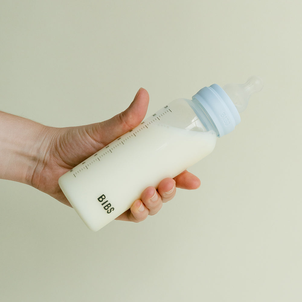 BIBS Baby Bottle 9oz - Baby Blue, Anti-Colic & Silicone Nipple