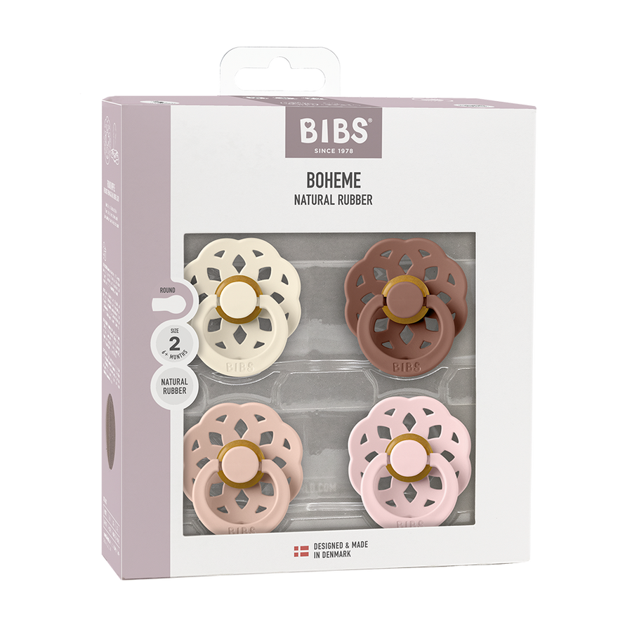 Boheme Pacifiers 4 Pack - Ivory/Blush/Woodchuck/Blossom
