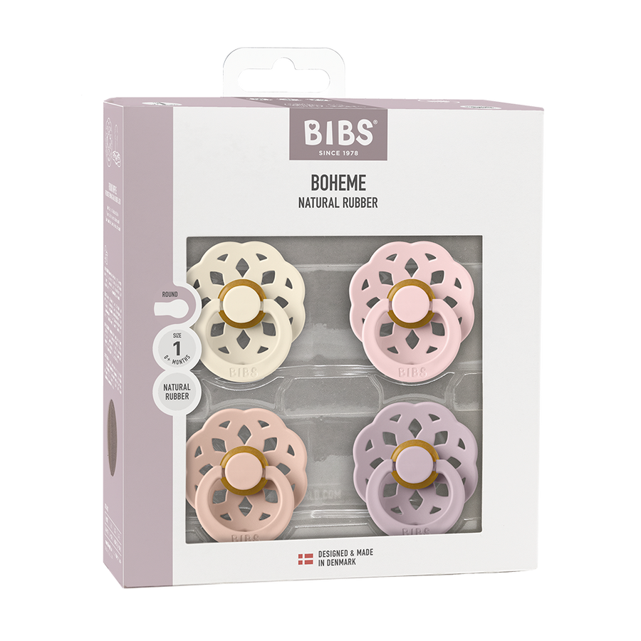 Boheme Pacifiers 4 Pack - Ivory/Blush/Blossom/Dusky Lilac