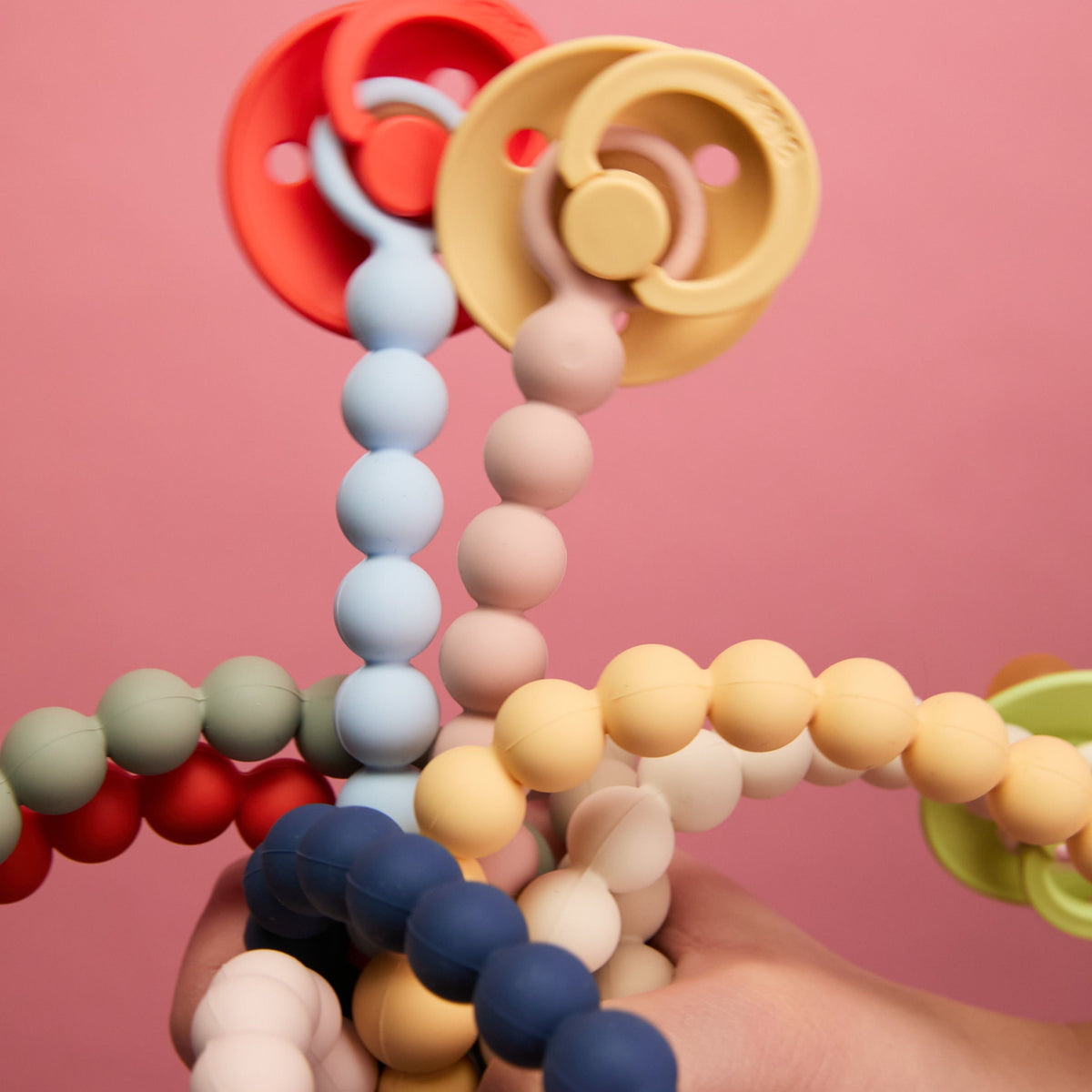 Pacifier Clip Beaded - Blush