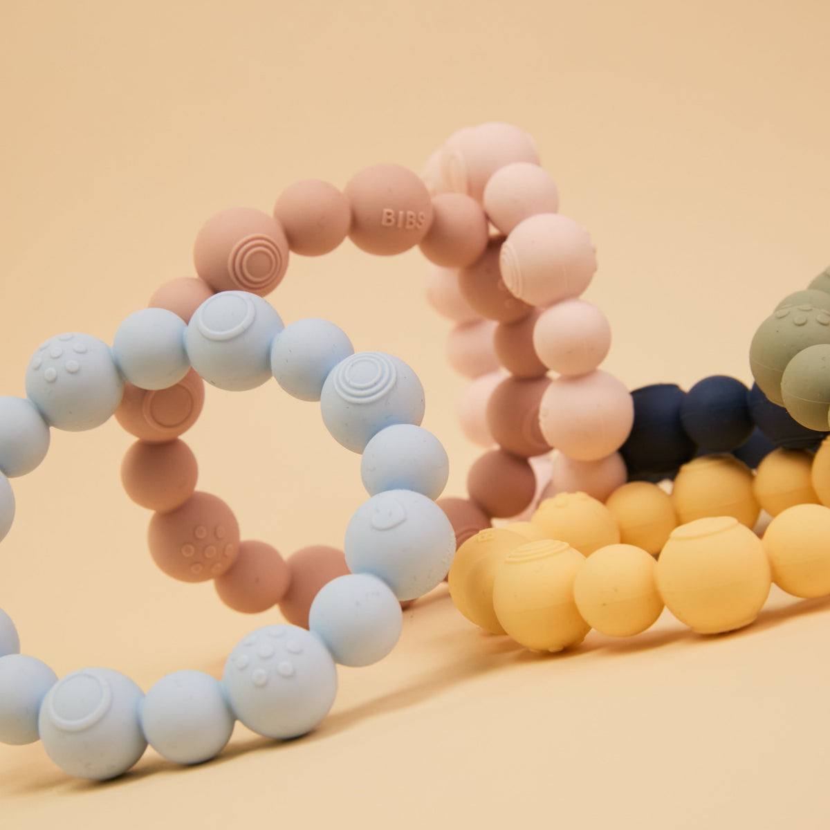 Beaded Teething Ring - Baby Blue