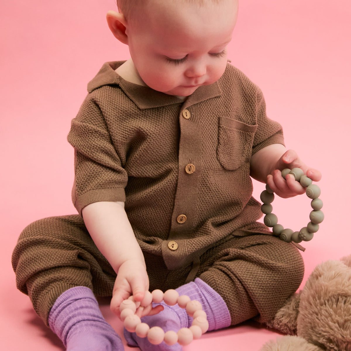 Beaded Teething Ring - Petal
