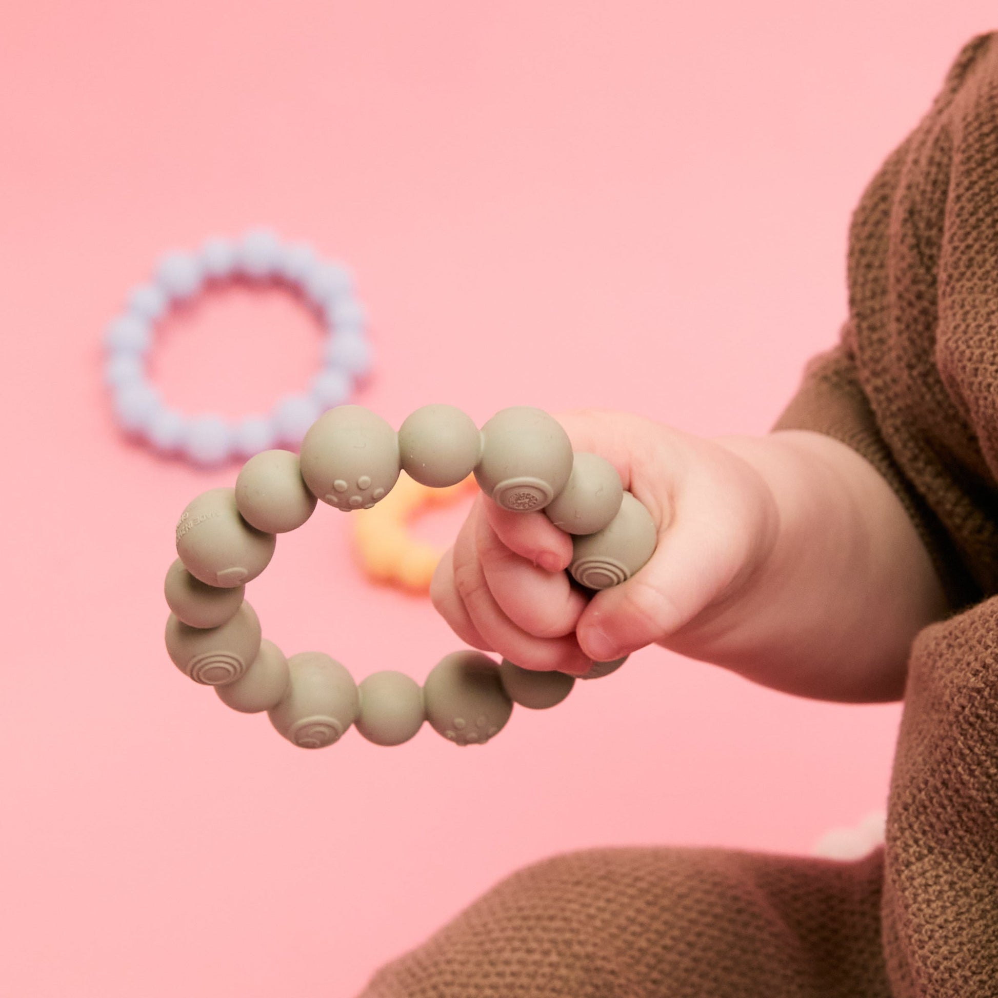 Beaded Teething Ring - Baby Blue