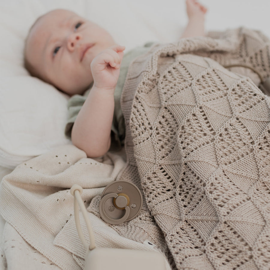 Knitted Blanket Wavy - Vanilla