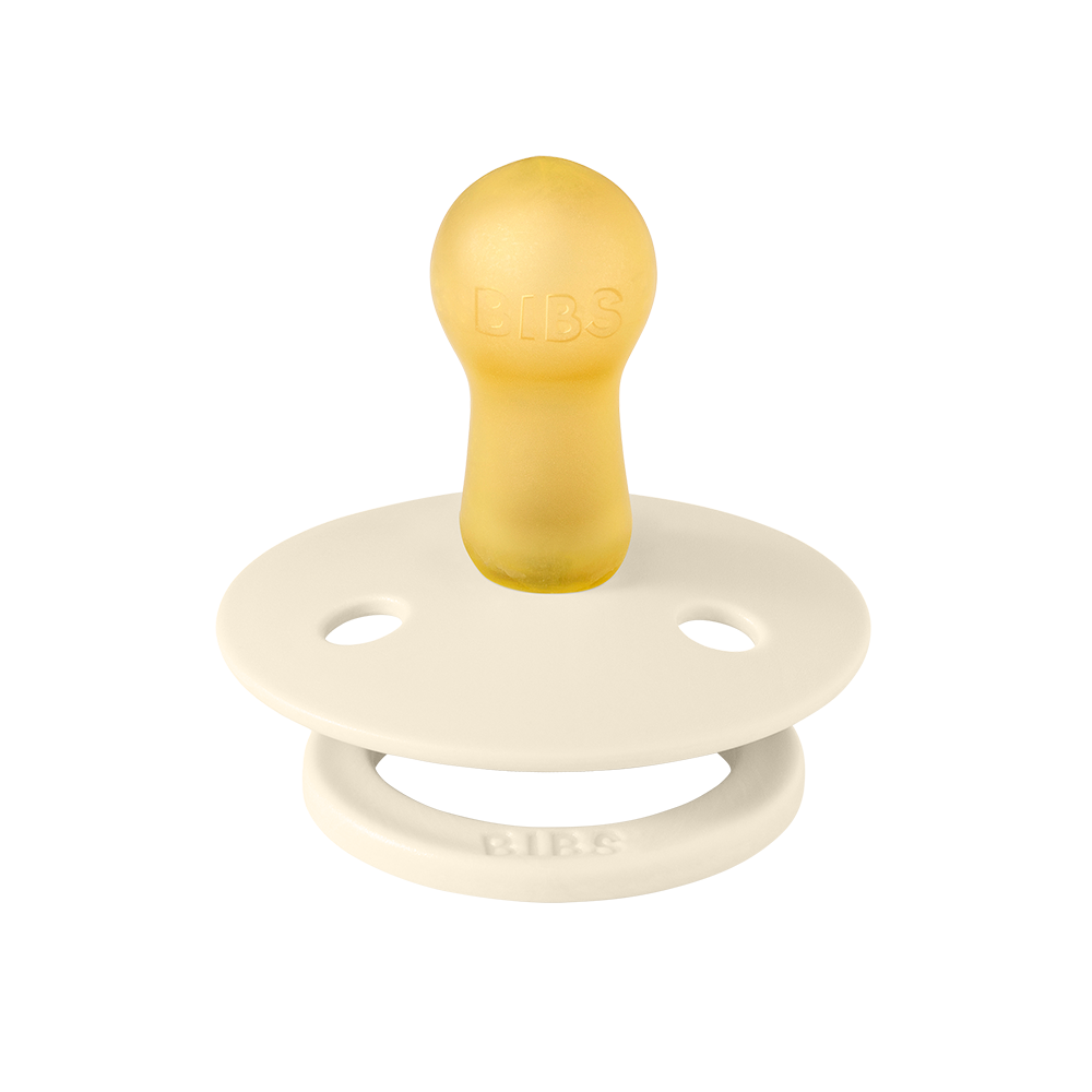 round latex pacifier in ivory from bibs