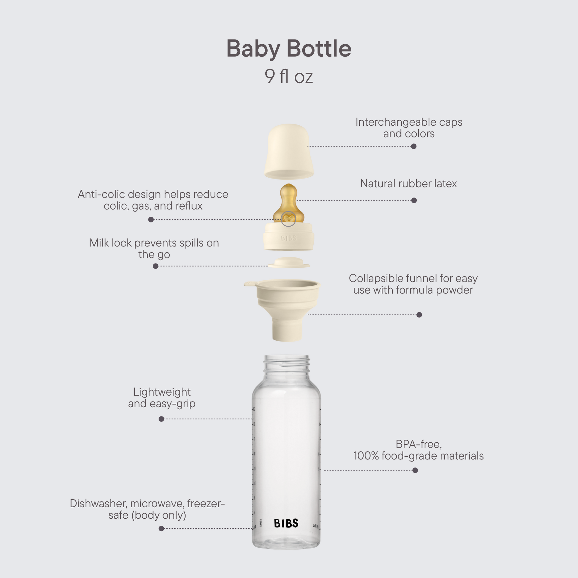 Baby BPA-Free PP Bottle Set 9oz Latex - Ivory