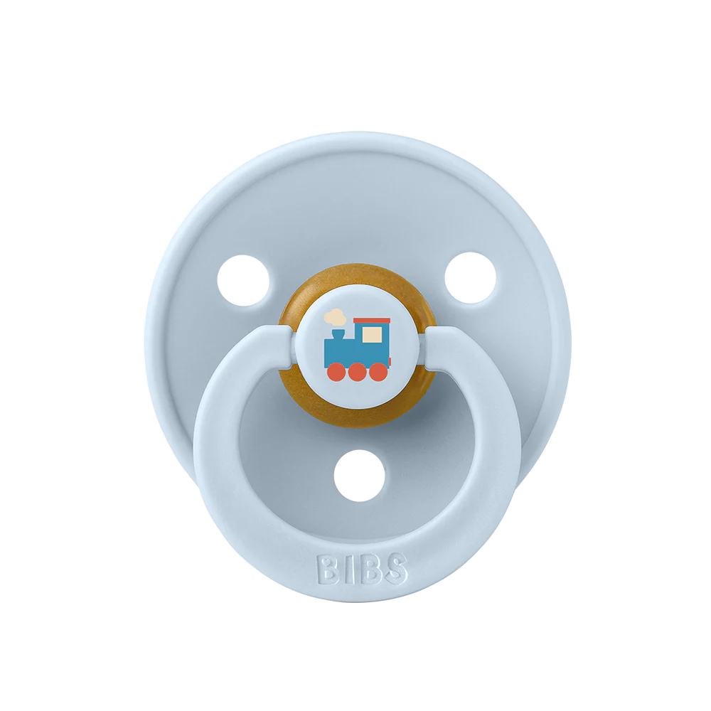 Colour Holiday Train Pacifier - Baby Blue