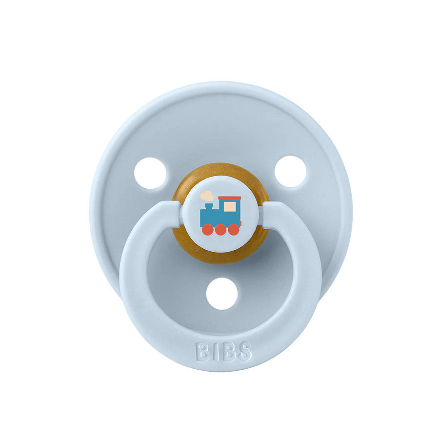 Colour Holiday Train Pacifier - Baby Blue